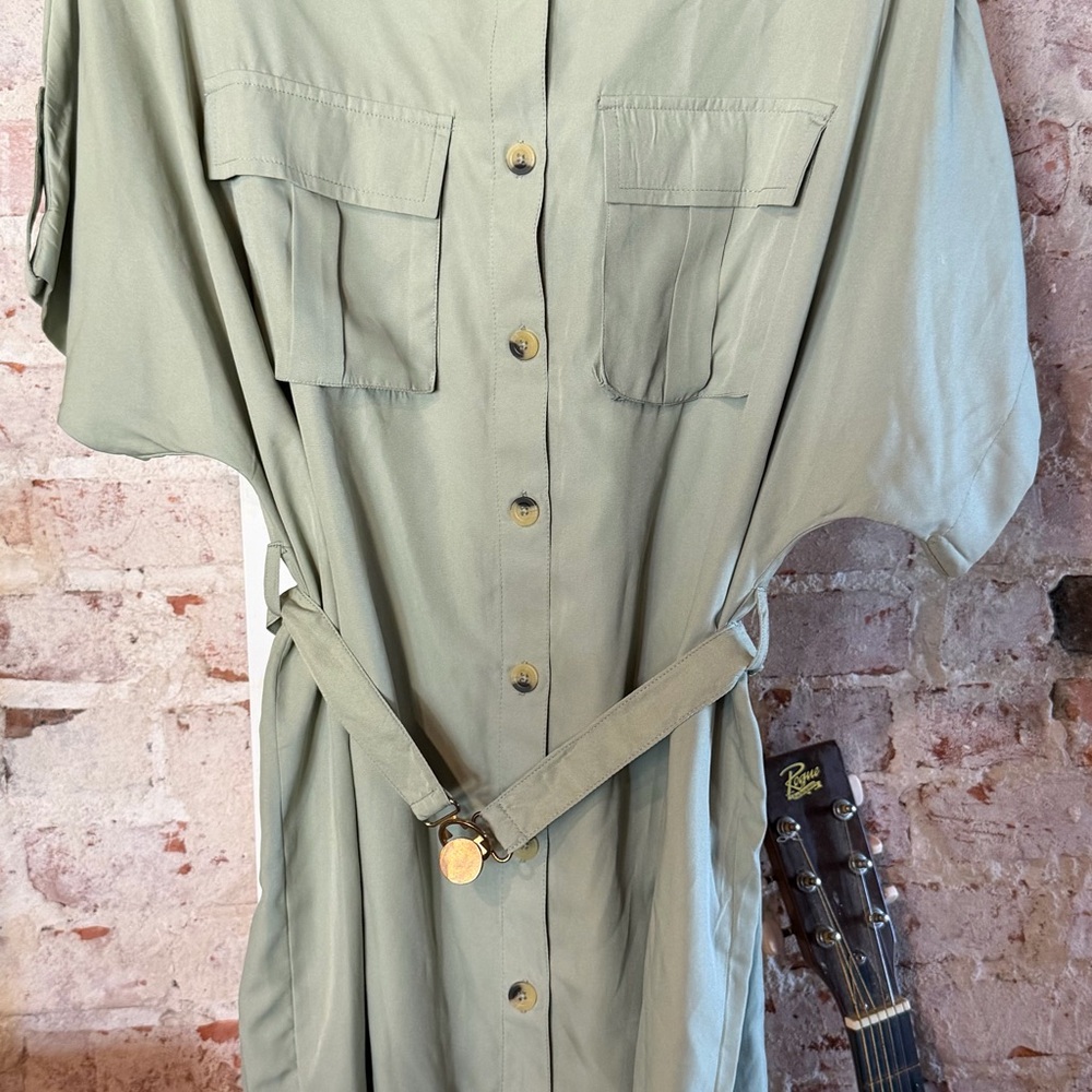 Sage Green Button-Up Mini Dress
